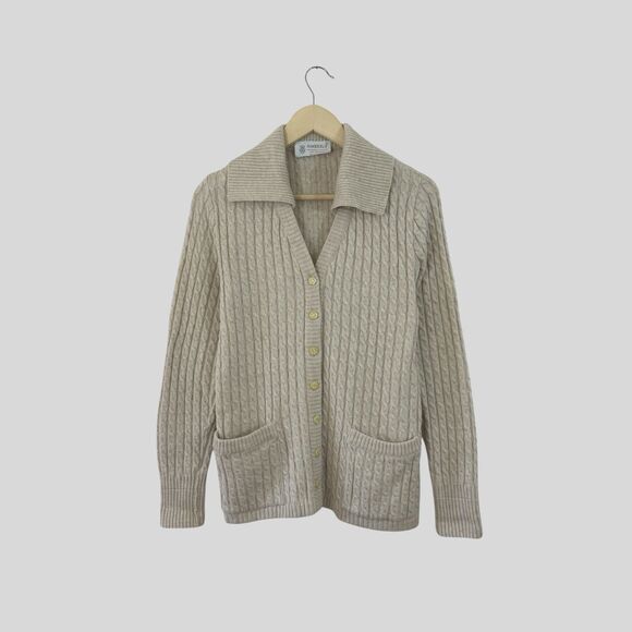 Kimberly Sweaters - Vintage Kimberly 10 Cashmere Blend Cardigan Sweater Cable Knit Womens READ